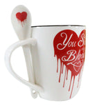 Ebros Vampire Love Valentine You Stir My Blood Coffee Ceramic Cup Mug And Spoon Set