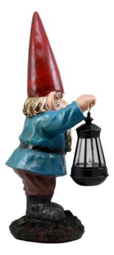 Ebros Whimsical Gnome Holding Book of Spells Solar LED Lantern Light Statue 17"H - Ebros Gift