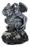 Ebros Gift Grotesque Winged Toad Troll Gargoyle Standing On A Bed of Skulls Statue 6.25" High Dark Fantasy Ossuary Macabre Graveyard Halloween Gargoyles Collectible Figurine Accent