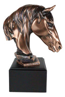 Western Wildlife Handsome Horse Stallion Head Bust Figurine With Trophy Base