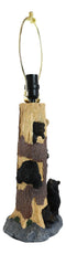 Rustic Black Bear Cubs Peekaboo Climbers by A Tree Table Lamp Statue With Shade