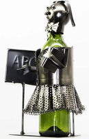 13" Tall Female Teacher With Lesson Board Hand Made Metal Wine Bottle Holder Caddy Figurine