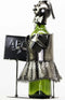 13" Tall Female Teacher With Lesson Board Hand Made Metal Wine Bottle Holder Caddy Figurine
