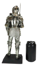 Electroplated Medieval Knight Suit of Armor Swordsman Statue With Base 16"Tall