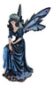 Large Iridescent Winged Peacock Train Blue Masquerade Fairy With Owl Statue