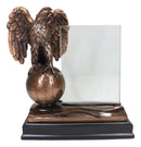 Ebros Majestic Bald Eagle Perching On Earth Globe 4"X6" Glass Picture Frame Statue