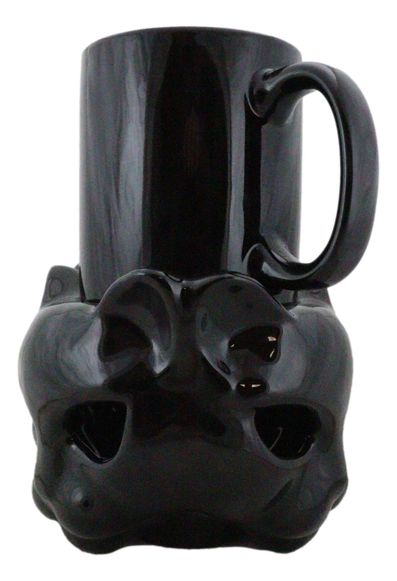 Alchemy Triple Skulls Black Cup With Candle Holder Mug Warmer Shadow Caster  Set