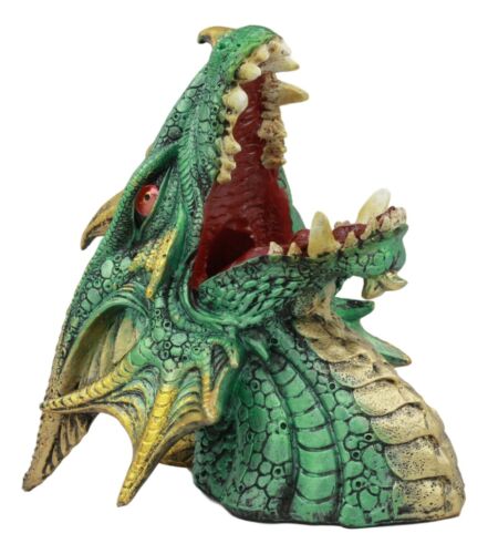 Ebros Green Grendel Dragon Head Wine Bottle Holder Serpent Of Fire Decorative Figurine - Ebros Gift