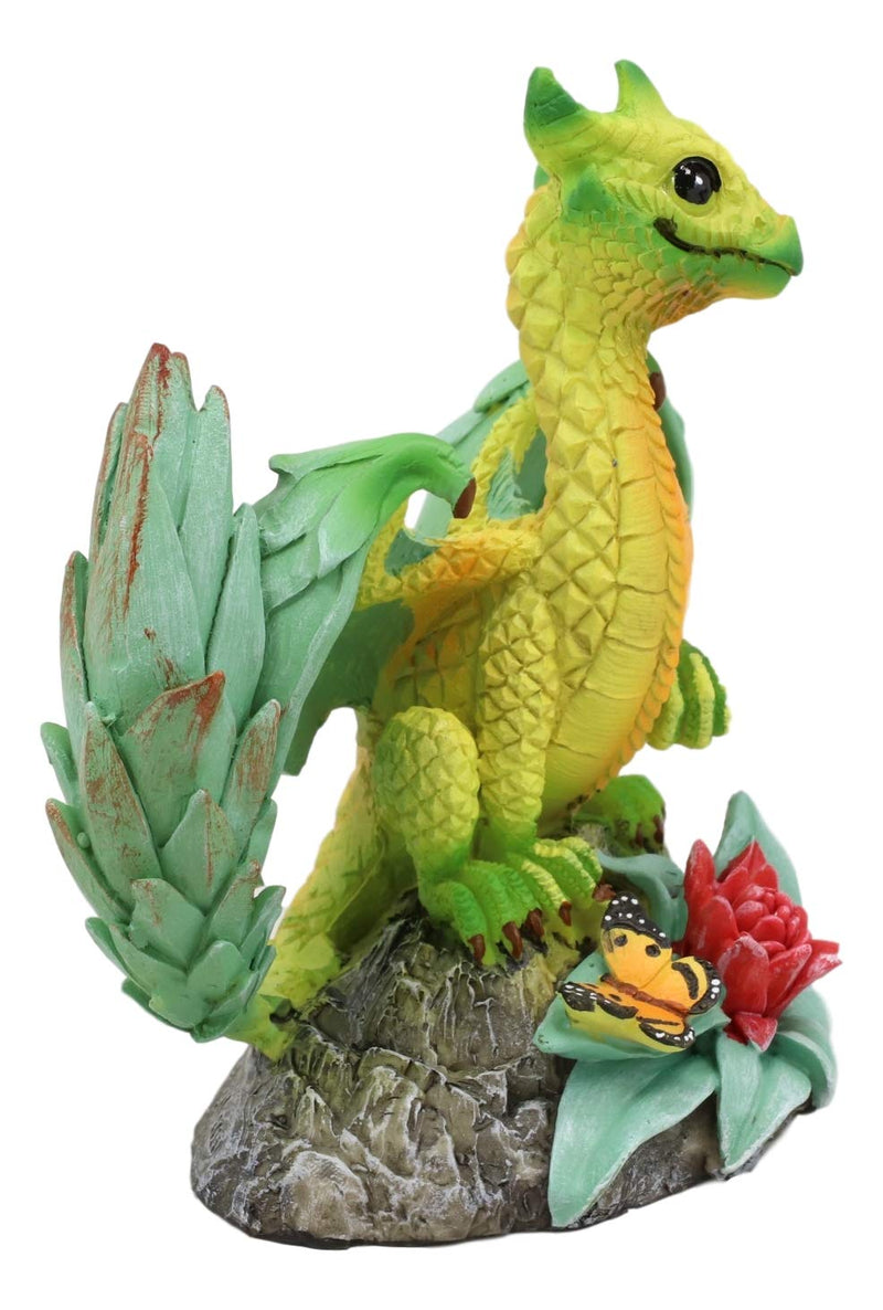 Ebros Fantasy Green Thumb Tropical Pineapple Dragon Statue Fairy Garden Collectible