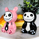 Ebros Furrybones Bunnie Rabbit Skeleton Monster Ceramic Salt Pepper Shakers Set