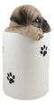 Ceramic Pug Puppy Dog Hiding and Peeking Dry Storage Jar With Paw Prints Decor