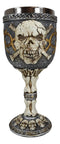 Skeleton Cross Bones Cracked Skull Graveyard Wine Goblet Chalice Figurine