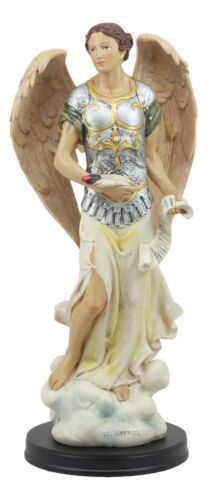 Ebros Catholic Church Archangel Saint Gabriel Statue 12.25" Tall Angel Messenger of God Holding The Scroll Revelation of Gabriel Decorative Figurine