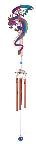 Ebros Purple & Blue Dragon Gem Copper Tube Wind Chime, 42"