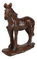 Safari Savanna Grasslands Animal Wildlife Zebra Horse Figurine Faux Wood Finish