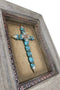 Pack of 2 Rustic Western Turquoise Gems Cross 3D Art Wood Framed Wall Decors