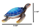 Nautical Ocean Blue Hues Giant Sea Turtle Swimming Figurine 9.5"Long Tortoise