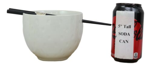 Whimsical Ceramic White Owl Ramen Udong Noodles Soup Bowl With Chopsticks Set