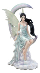 Large Celestial Crescent Moon Air Elemental Fairy Statue 11"H By Nene Thomas