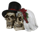Love Never Dies Wedding Rose Bride And Top Hat Groom Skeleton Couple Figurine