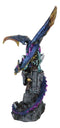 Metallic Blue Iridescent Dragon Protecting Castle On Mountain Cliff Figurine
