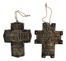 Rustic Western Christian Bible Verses Crosses Set of 4 Christmas Tree Ornaments