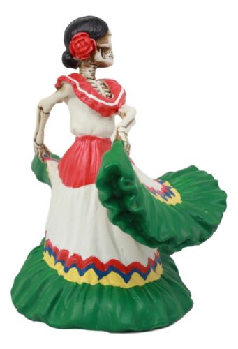 Ebros Dia De Los Muertos Danza De DAMA Day of The Dead Green Gown Lady Skeleton Dancer Statue Sugar Skull Vivas Calacas Decor Figurine for Halloween Prop Gothic Collectible