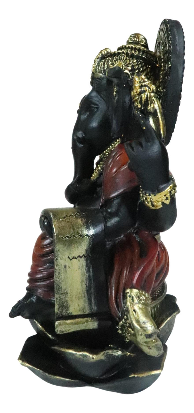 Vastu Hindu God Ganesha Ganapati Seated On Lotus Writing Mahabharata Figurine