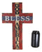 Rustic Western American Flag Colors God Bless America Patriotic Wall Cross 14"H