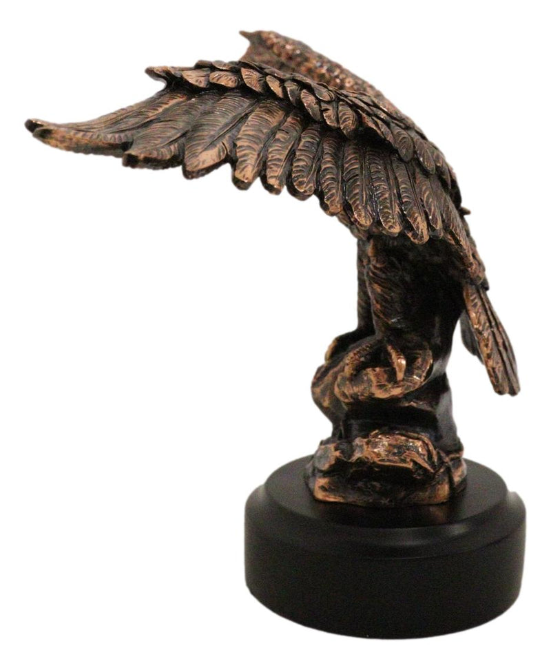 Patriotic American Bald Eagle Bronze Electroplated Resin Figurine With Base