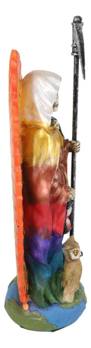 Ebros Holy Death Santa Muerte Holding Scythe In Rainbow Tunic Day of The Dead Figurine