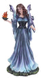 Large Goddess of Olympian Fire Elemental Fairy Queen In Blue Long Gown Statue