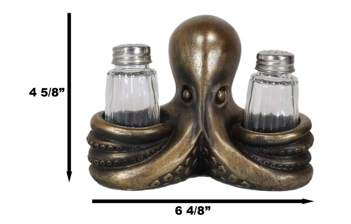 Ebros 6.5"L Giant Octopus Tentacle Spice Glass Salt Pepper Shaker Holder Figurine - Ebros Gift