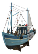 Ebros 17" Long Fishing Vessel Boat Model Statue with Wood Base Stand - Ebros Gift