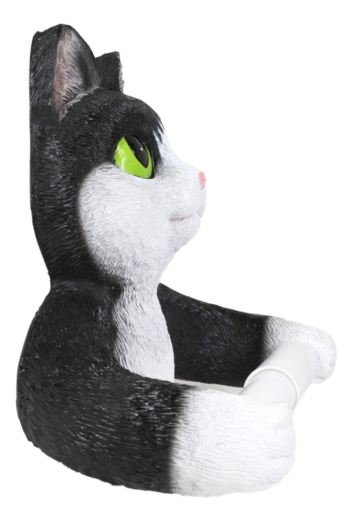 Whimsical Black White Kitten Cat Toilet Paper Roll Holder Bathroom Wall Decor - Ebros Gift