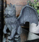 Gothic Vampire Winged Cat Gargoyle With Fangs Raising Paw Candle Holder Statue - Ebros Gift
