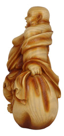Ebros Feng Shui Hotei Happy Buddha Holding Gold Ingot Figurine 8.5" H