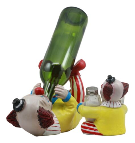 Ebros Halloween IT Killer Mannequin Pennywise Clown Wine Holder And Salt Pepper Shakers Holder Figurine Set Scary Halloween Party Hosting Centerpiece Wine Cellar Tabletop Countertop Kitchen Home Decor