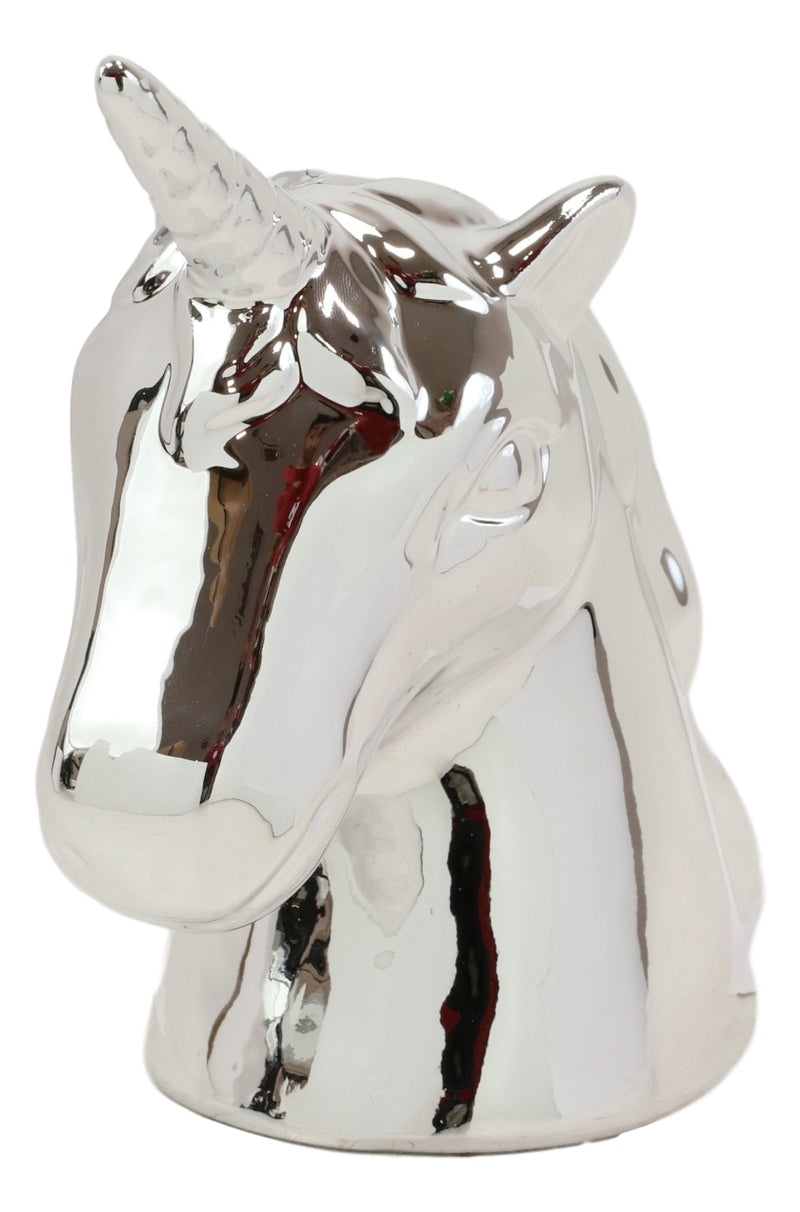 Electroplated Silver Sacred Unicorn Head Money Coin Bank Figurine Kids Adults
