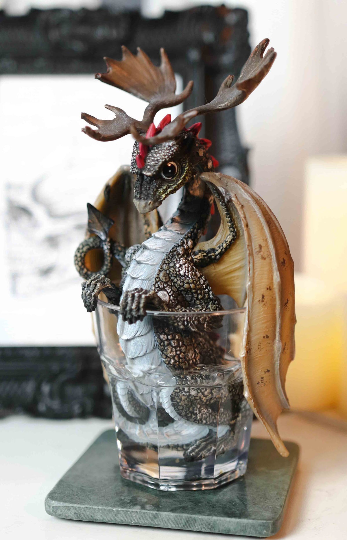 Cocktail Spirit Drunken Vodka Elk Moose Dragon Statue Fantasy Decor Figurine