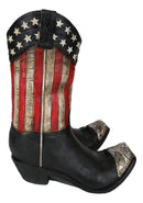 Rustic Western USA Flag Cowboy Boot Figurine Cell Phone Book Holder Easel Stand
