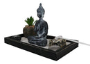 Vitarka Mudra Buddha Zen Garden With Lotus Candle Holder Sand Faux Succulent