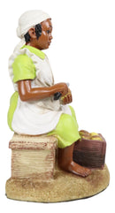 Ebros Vintage Black Americana History African American Girl Peeling Potato Statue 5"H