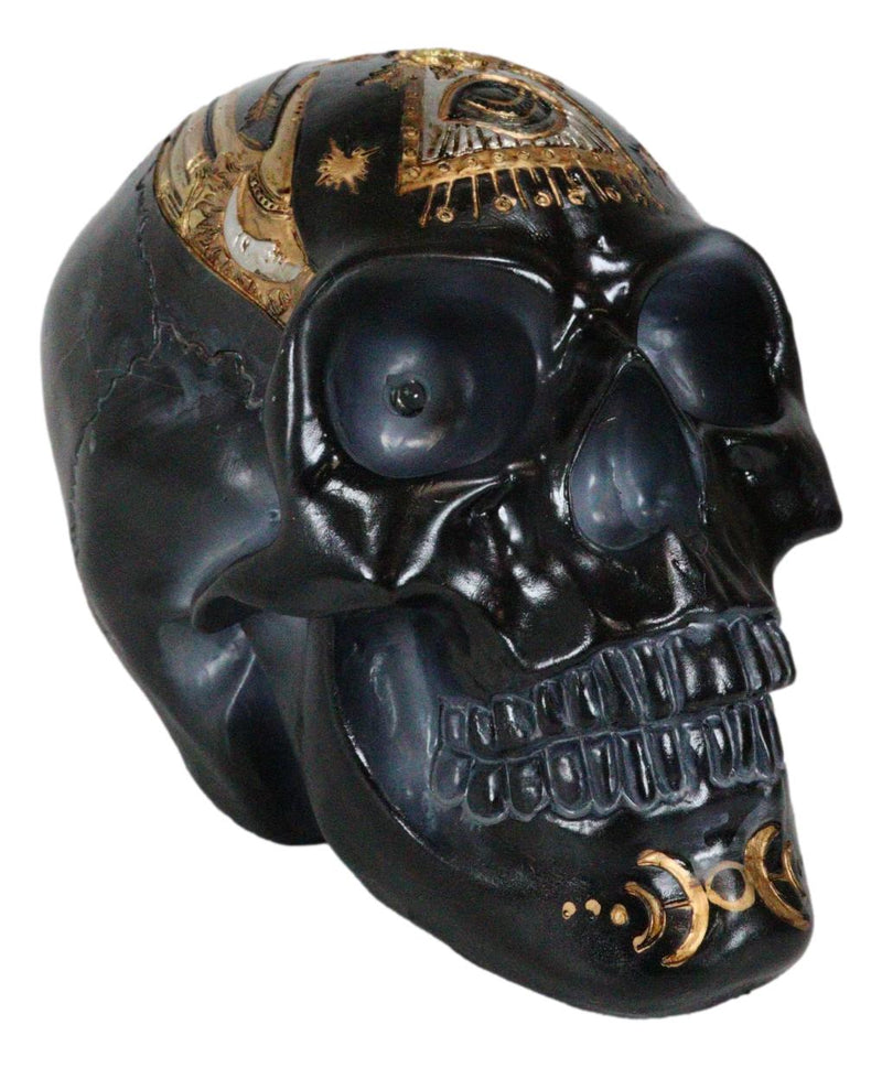 Green LED Eyes Black Sacred Symbols Wicca Pagan Triple Moon Evil Eye Skull