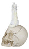 Gothic Full Moon Howling White Wolf Sitting On Graveyard Macabre Skull Figurine