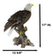 Realistic American Pride Patriotic Bald Eagle Perching On Wood Stock Statue 17"H