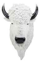 Ebros Sacred Lightning White Buffalo Wall Decor 18"H Faux Bison Head Taxidermy