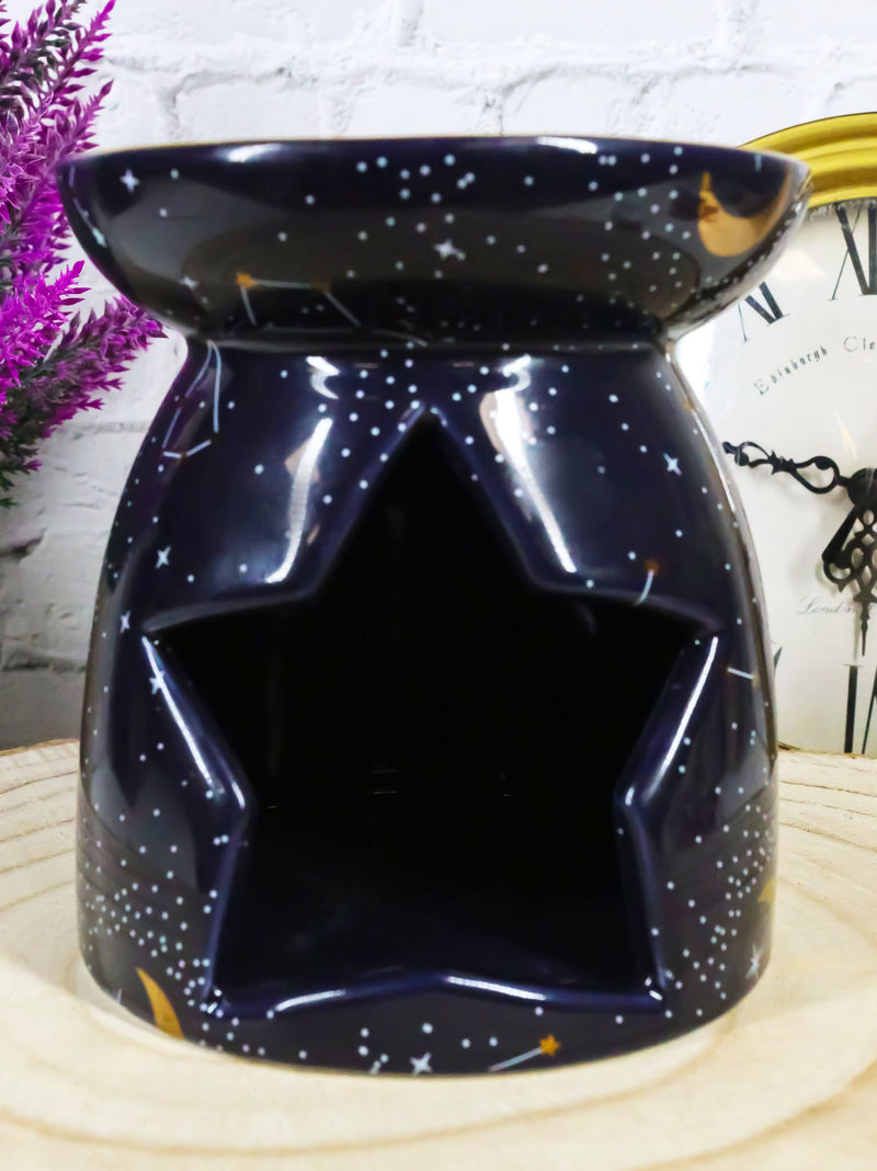 Wicca Purple Constellation Stars And Moon Purple Essential Oil Burner Wax Warmer