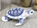 Ebros Terracotta Blue and White Feng Shui Celestial Sea Turtle Statue 4.5" Wide Talisman of Stability and Fortune Lucky Tortoise Figurine Decorative Zen Turtles Tortoises