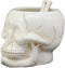 Ebros Ceramic Homosapien Human Skull Bowl With Skeletal Hand Spoon 6"Long 32oz